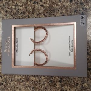 Believe by Brilliance Gold CZ Hoop Earrings